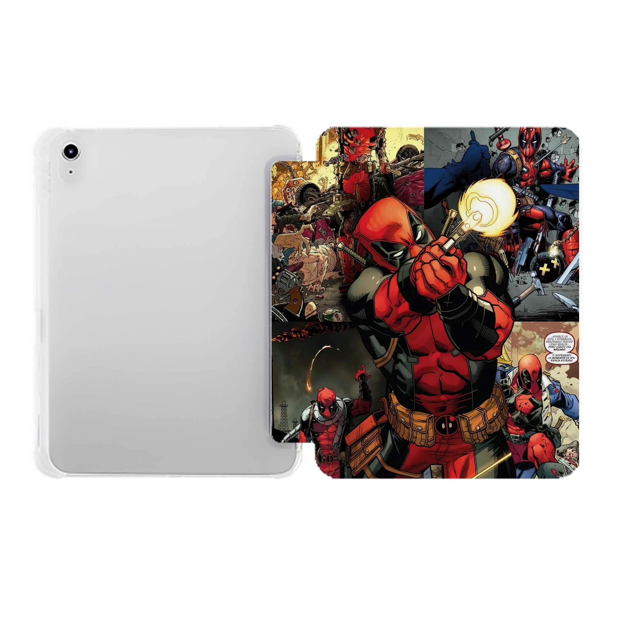 （画像用） Deadpool デッドプール IPad ケース ペン収納付き 三つ折りスタンド PUレザー×シリコン 対応機種9.5/10.5/10.9インチ